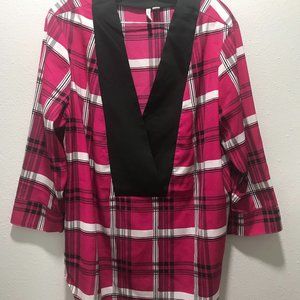 Magenta/black plaid top